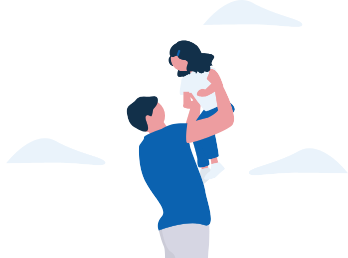 家族で寝具を選ぶイラスト