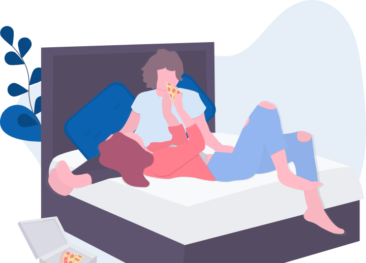 ベッドで過ごすイラスト